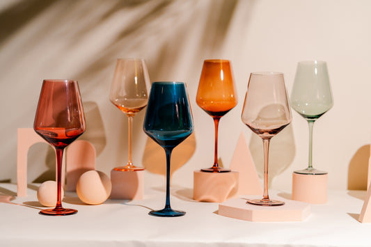 Colored Wine Glasses Set of 6, 16.5 OZ Stemless Wine Glasses with Italian Design